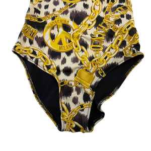 One Piece Swimsuit Gold Chain Baroque Printed Size 36