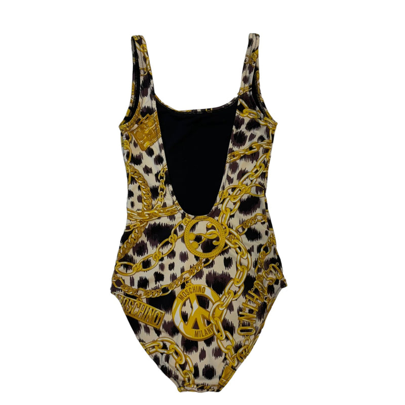 One Piece Swimsuit Gold Chain Baroque Printed Size 36