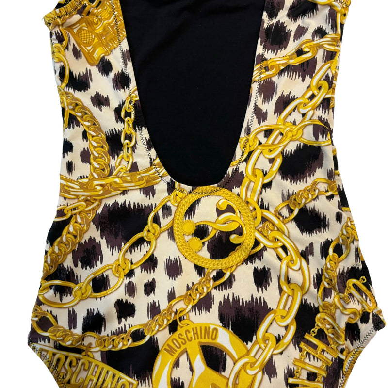 One Piece Swimsuit Gold Chain Baroque Printed Size 36