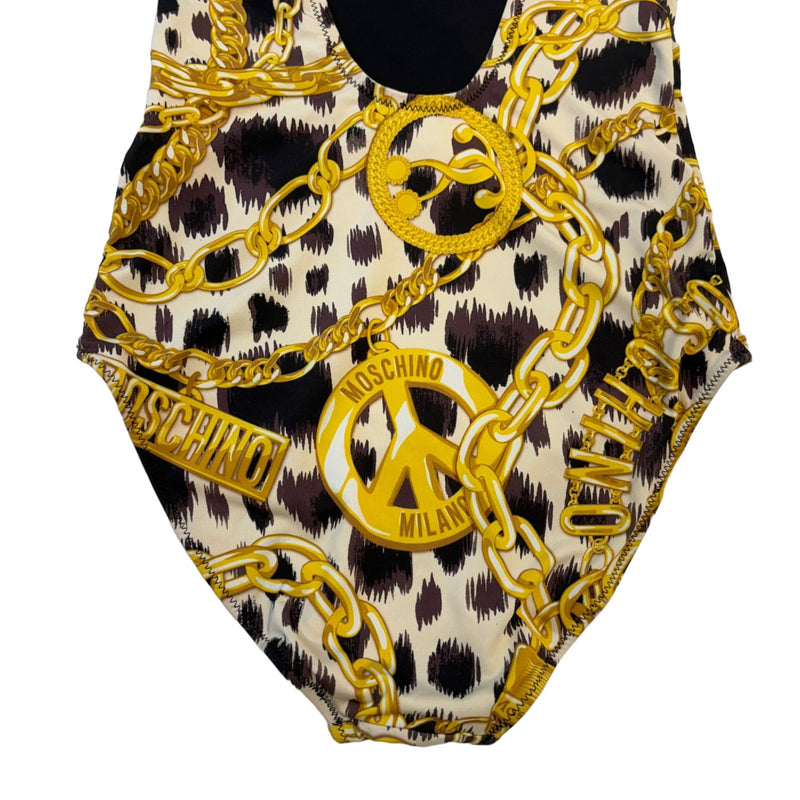 One Piece Swimsuit Gold Chain Baroque Printed Size 36