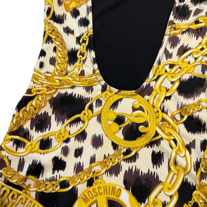 One Piece Swimsuit Gold Chain Baroque Printed Size 36
