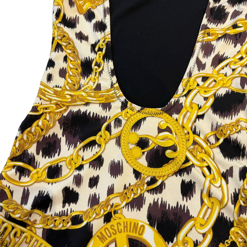 One Piece Swimsuit Gold Chain Baroque Printed Size 36