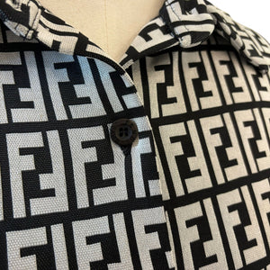 Printed Short Sleeve Polo Shirt Black/Grey Size Small