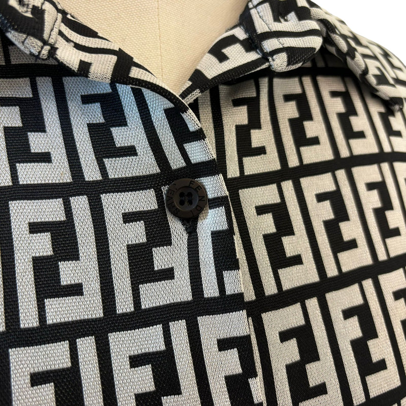 Printed Short Sleeve Polo Shirt Black/Grey Size Small