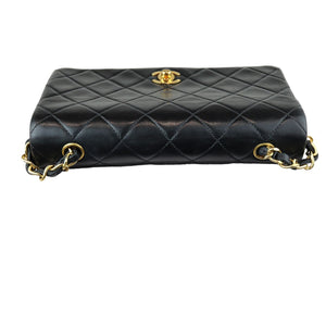 Vintage Single Full Flap Mini Lambskin Quilted Black GHW