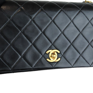 Vintage Single Full Flap Mini Lambskin Quilted Black GHW