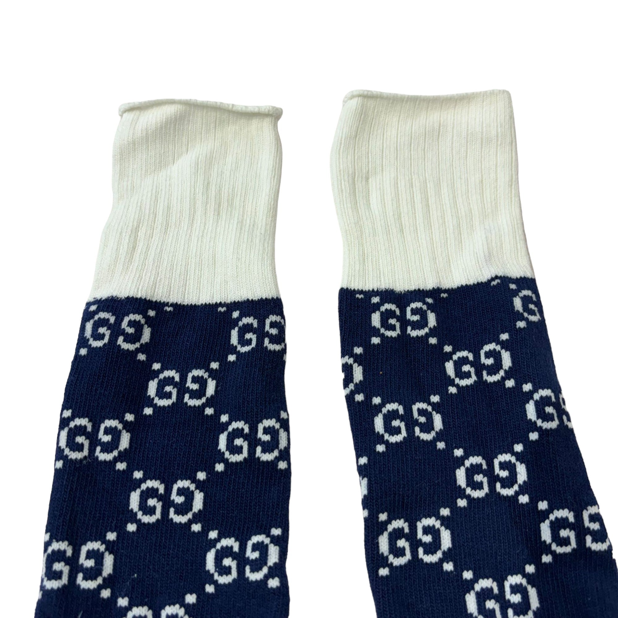 GUCCI GG Multistripes Knit ソックス 24-26cm Gucci GG Supreme Knit Socks Cotton Navy Blue – Bag Religion