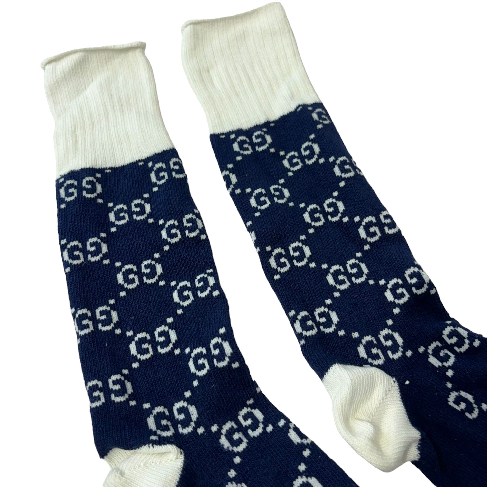 gucci dress socks Gucci GG Supreme Knit Socks Cotton Navy Blue – Bag Religion
