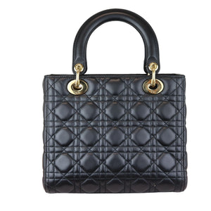 Lambskin Cannage Medium Lady Dior Black GHW
