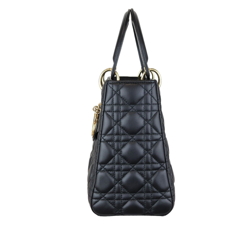 Lambskin Cannage Medium Lady Dior Black GHW