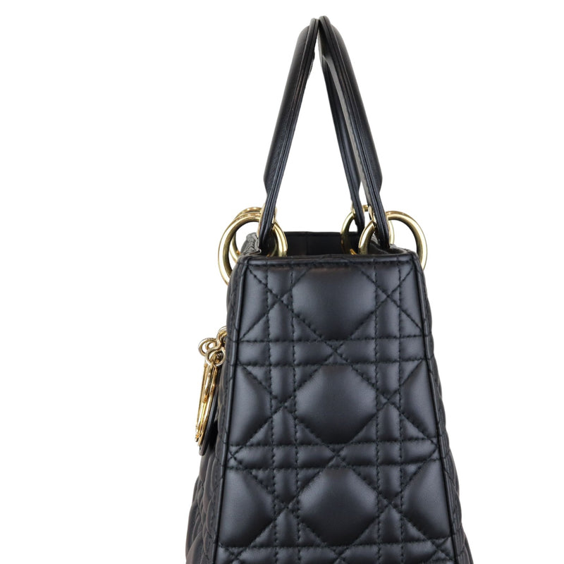 Lambskin Cannage Medium Lady Dior Black GHW