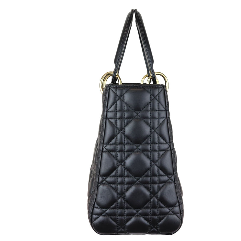 Lambskin Cannage Medium Lady Dior Black GHW