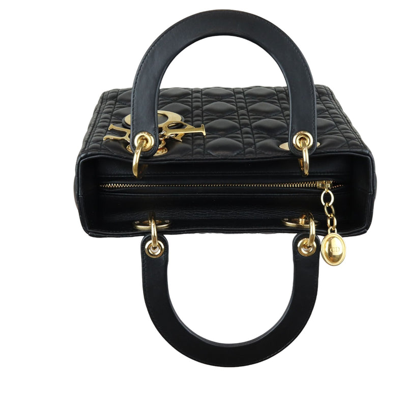 Lambskin Cannage Medium Lady Dior Black GHW