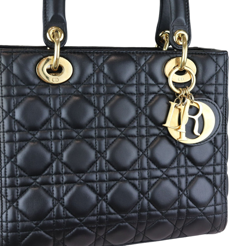 Lambskin Cannage Medium Lady Dior Black GHW