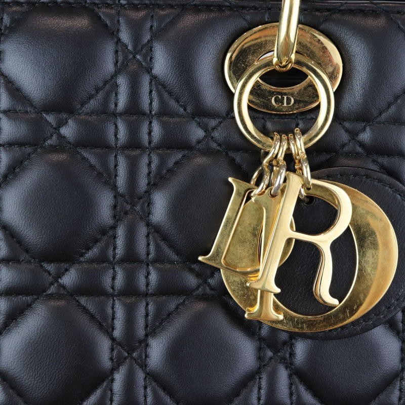 Lambskin Cannage Medium Lady Dior Black GHW