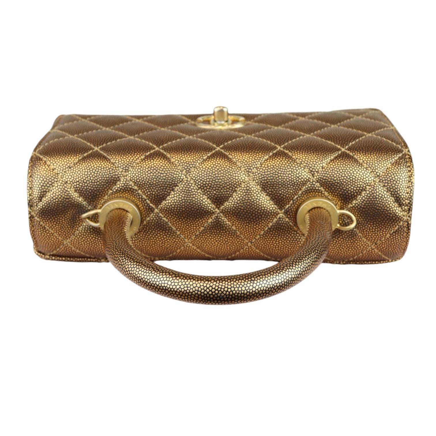 Chanel Coco Handle Flap Mini Metallic Caviar Quilted Gold GHW