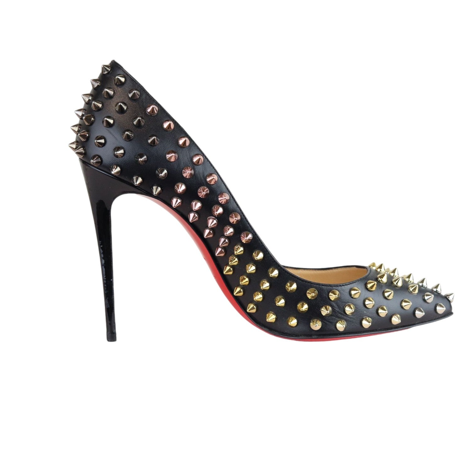 Christian Louboutin Spikes Pumps Nappa Pigalle Black Size 38