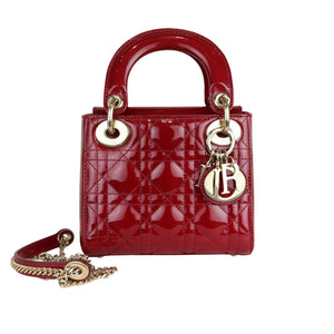 Lady Dior Patent Cannage Mini Red GHW