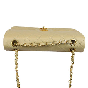 Vintage Classic Double Flap Medium Lambskin Beige GHW