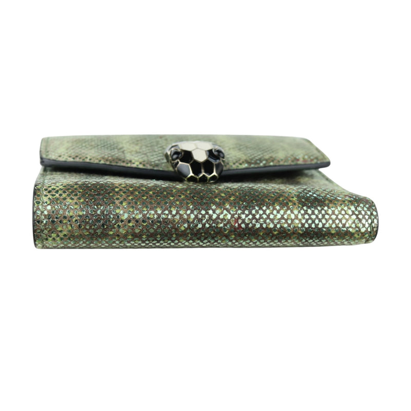 Serpenti Forever Compact Wallet Karung Calfskin Green