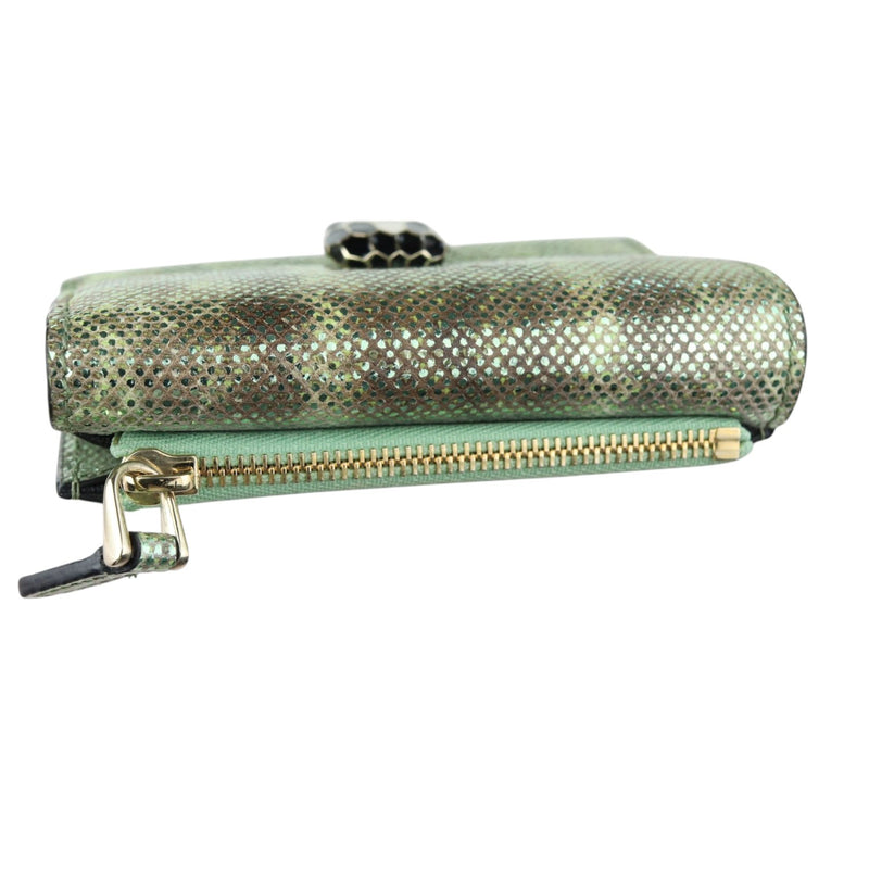 Serpenti Forever Compact Wallet Karung Calfskin Green