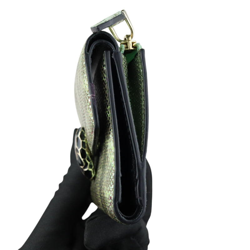 Serpenti Forever Compact Wallet Karung Calfskin Green