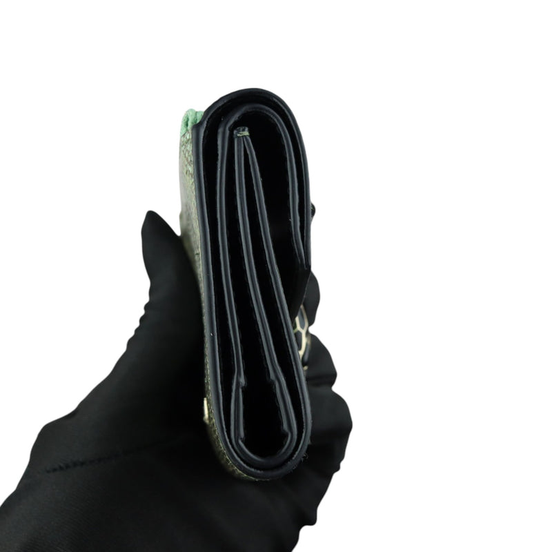 Serpenti Forever Compact Wallet Karung Calfskin Green