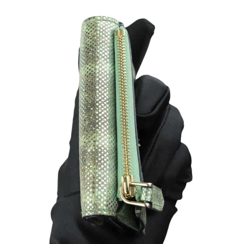 Serpenti Forever Compact Wallet Karung Calfskin Green