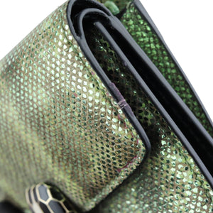 Serpenti Forever Compact Wallet Karung Calfskin Green
