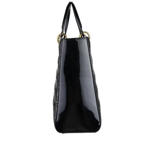 Lady Dior Large Patent Quilted Black GHW
