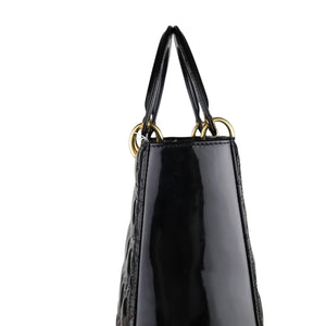 Lady Dior Large Patent Quilted Black GHW