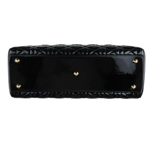 Lady Dior Large Patent Quilted Black GHW