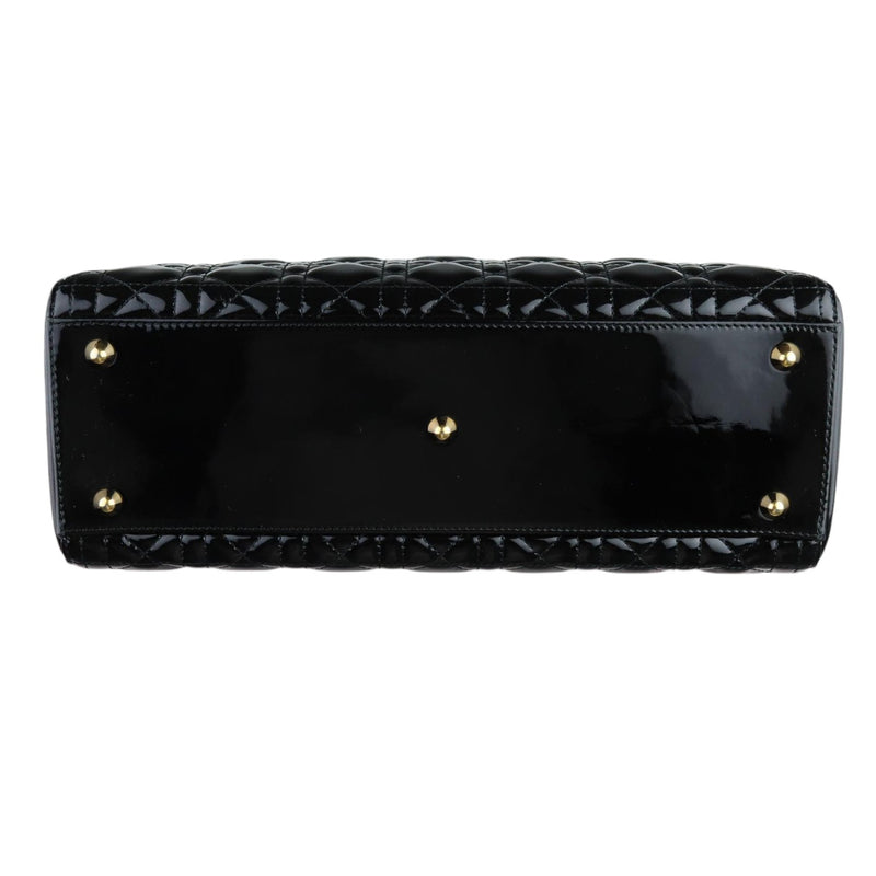Lady Dior Large Patent Quilted Black GHW