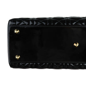 Lady Dior Large Patent Quilted Black GHW