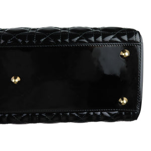 Lady Dior Large Patent Quilted Black GHW