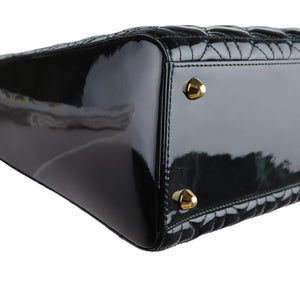 Lady Dior Large Patent Quilted Black GHW