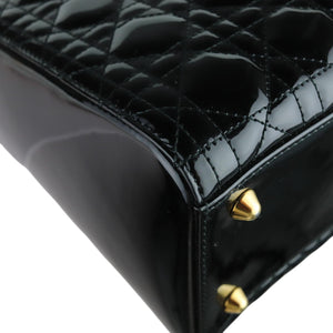 Lady Dior Large Patent Quilted Black GHW