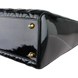 Lady Dior Large Patent Quilted Black GHW