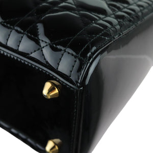 Lady Dior Large Patent Quilted Black GHW