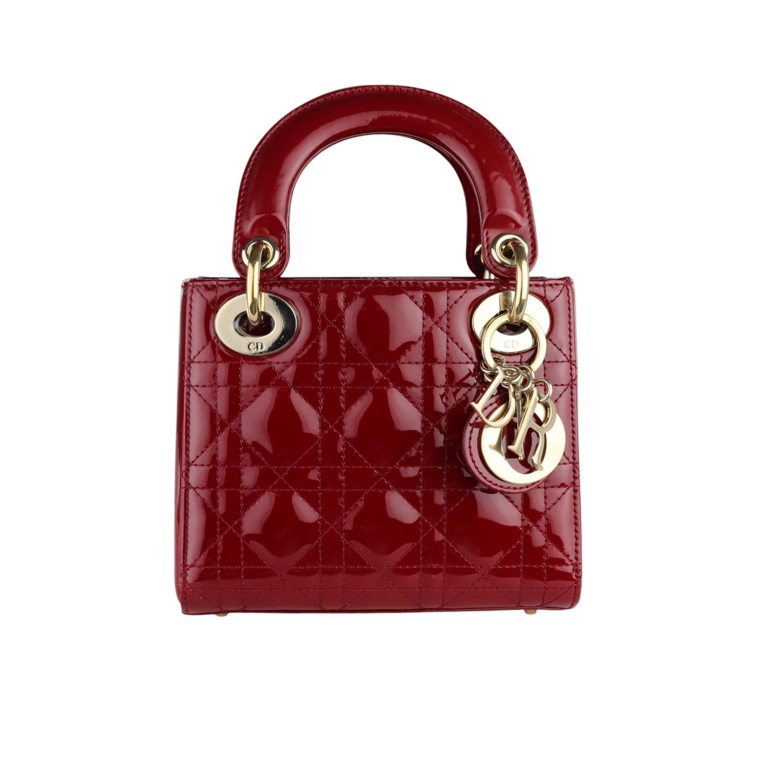 Lady dior red patent bag deals
