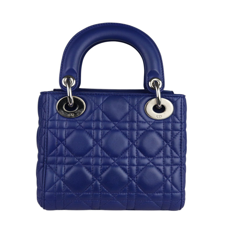 Mini Lady Dior Lambskin Quilted Blue SHW
