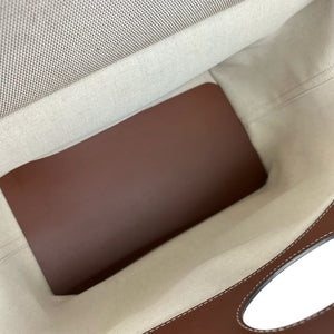 Soft Pocket Tote Medium Canvas Leather Brown Beige GHW