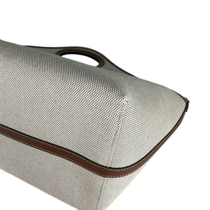 Soft Pocket Tote Medium Canvas Leather Brown Beige GHW