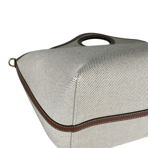 Soft Pocket Tote Medium Canvas Leather Brown Beige GHW