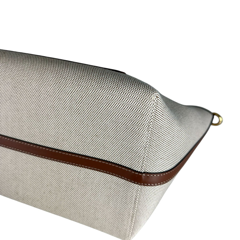 Soft Pocket Tote Medium Canvas Leather Brown Beige GHW