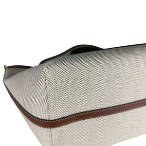 Soft Pocket Tote Medium Canvas Leather Brown Beige GHW