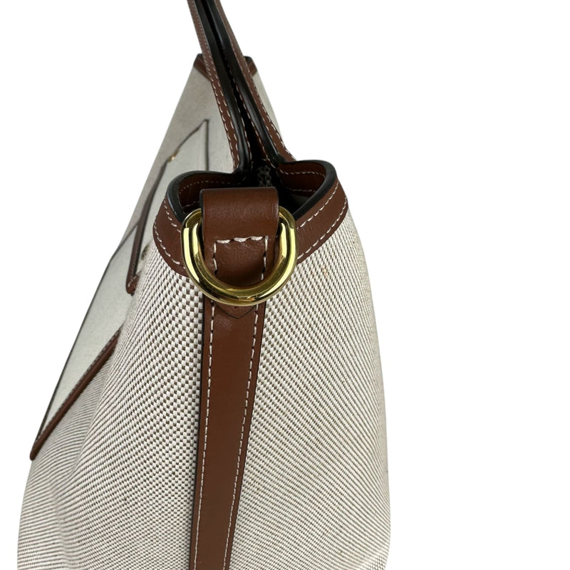 Soft Pocket Tote Medium Canvas Leather Brown Beige GHW