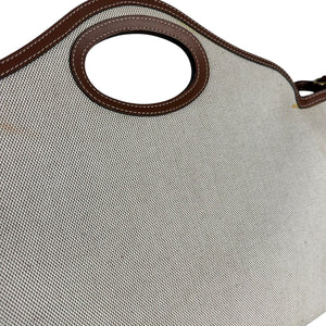 Soft Pocket Tote Medium Canvas Leather Brown Beige GHW