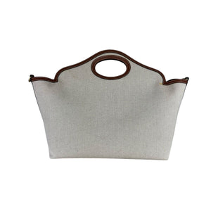Soft Pocket Tote Medium Canvas Leather Brown Beige GHW