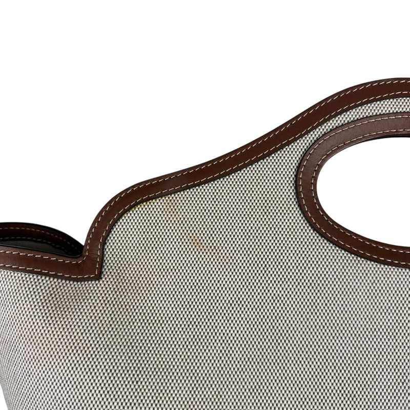 Soft Pocket Tote Medium Canvas Leather Brown Beige GHW